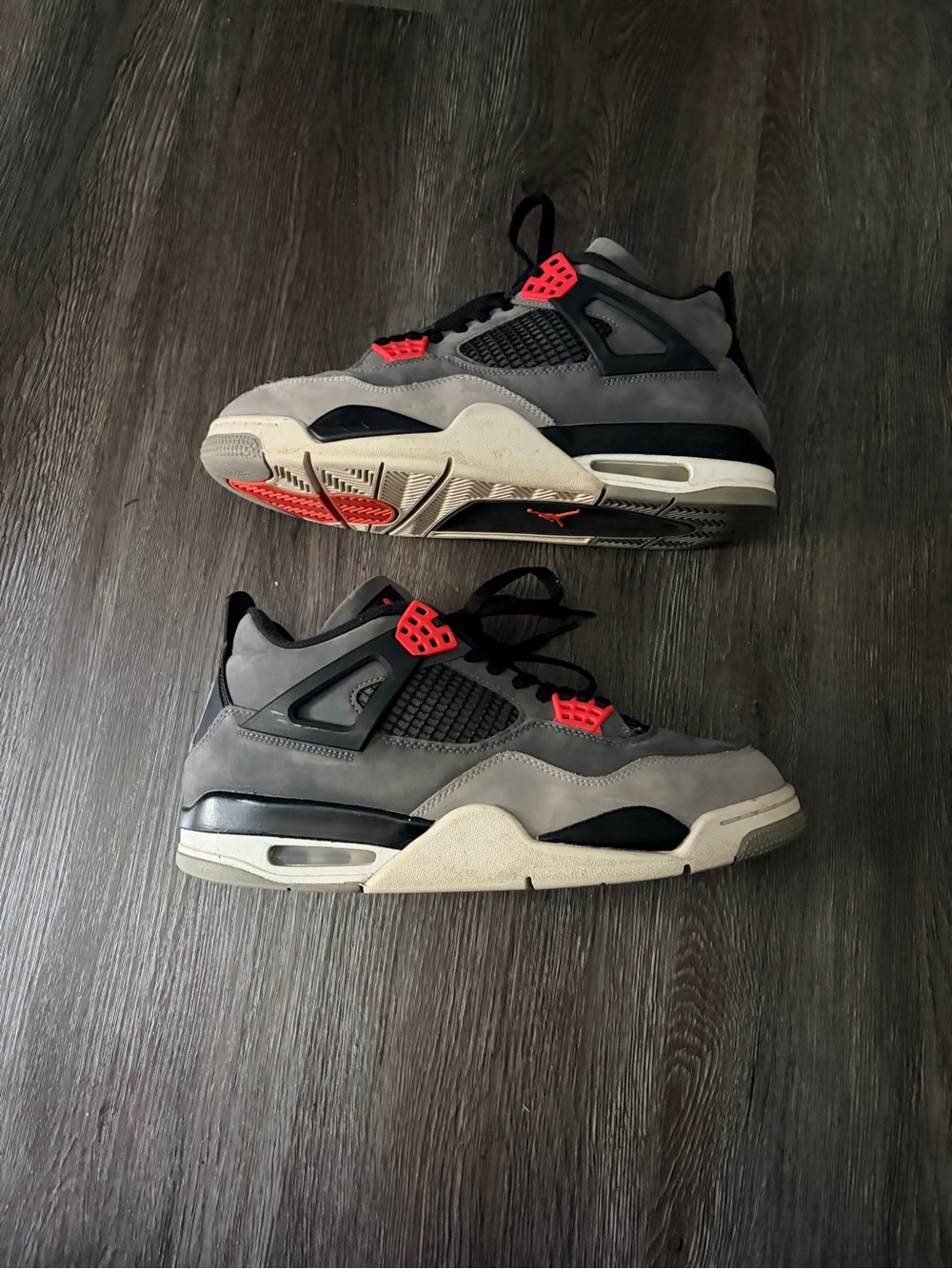 Jordan Men’s Sneakers - Grey, Black with Red Accents